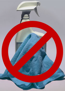Image of spray bottle and rag.