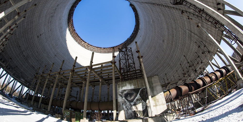 Inside one of the chernobyl cooling towers Image of chernobyl cooling tower